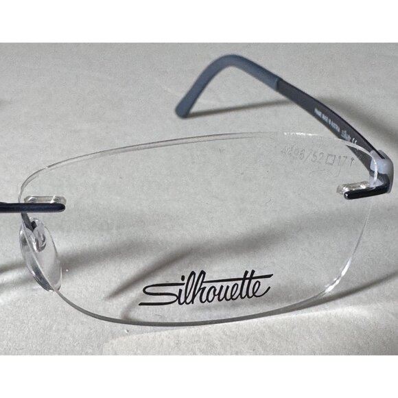 Silhouette Rimless Eyeglasses Frames Only Blue Arms 4496 40 52-17 130 5452 6059 - Picture 2 of 12